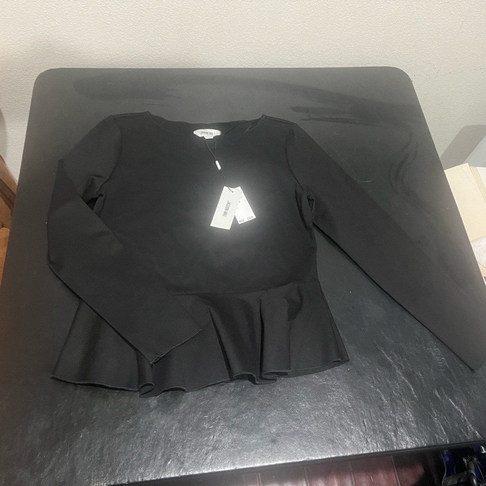 Black Long Sleeve Peplum Top